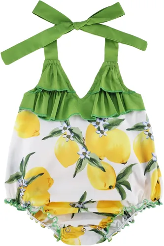 Vista 2 de Mameluco con Volantes y Estampado Floral para Bebé Niña Ropa de Verano