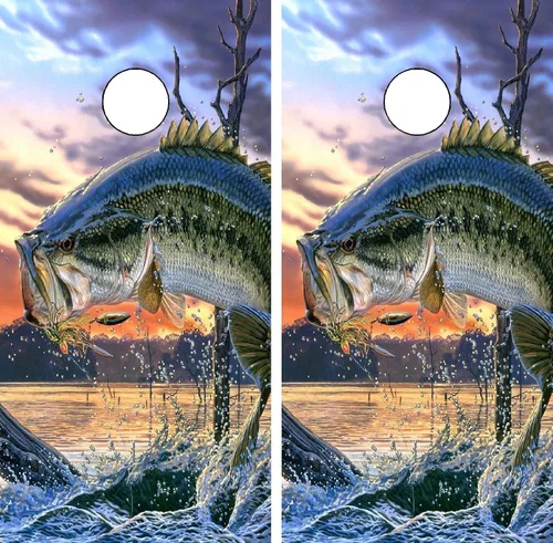 Vista 5 de GRAPHIX Express Fish Cornhole Board Wrap - C220 Bass Fishing - Calcomanía de vinilo laminado resistente a la intemperie - Fácil aplicación sin