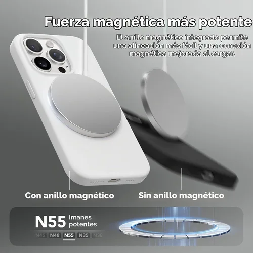 Vista 2 de GONEZ Funda de silicona para iPhone 14 Pro Max, compatible con MagSafe, con protector de pantalla + protector de lente de cámara, silicona líquida a