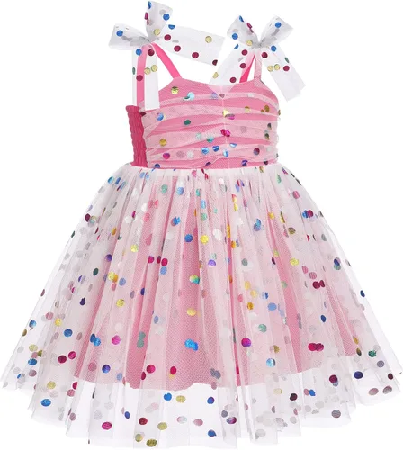 Vista 4 de Traje de niña de primer cumpleaños para niña, vestido de tutú rosa floral, vestido de tul con flor de rosa, vestido de verano para sesión de fotos