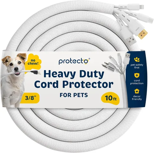 Vista 11 de PROTECTO Protector de Cables Resistente para Perros y Gatos, Funda Larga de 10 Pies, Cubierta de Cable de 1/2 Pulgada Fácil de Usar para Mascotas