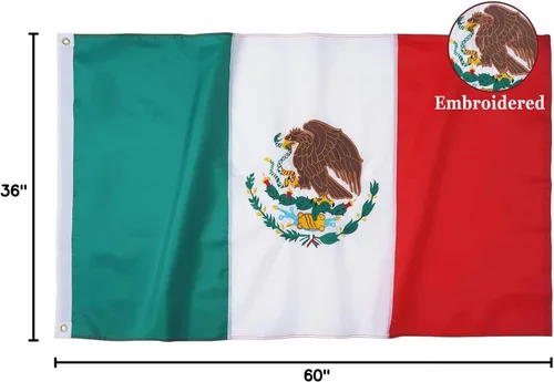 Vista 7 de Homissor Bandera mexicana Bandera de México, banderas bordadas de 3 x 5 pulgadas, rayas cosidas, banderas nacionales MX resistentes, poliéster