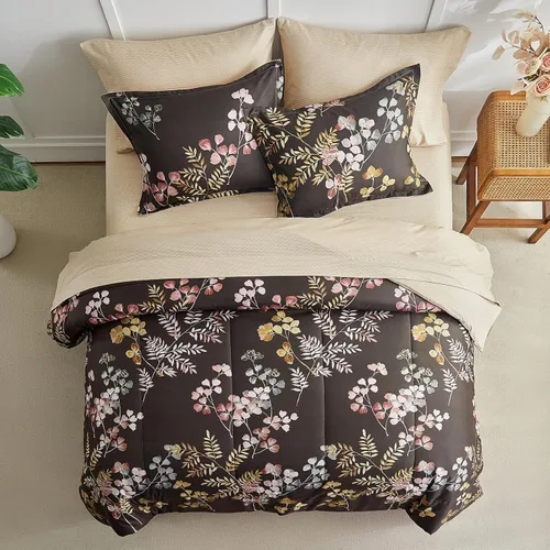 Vista 8 de AIKASY Bed in a Bag - Juego de edredón reversible de 7 piezas con estampado floral y microfibra suave