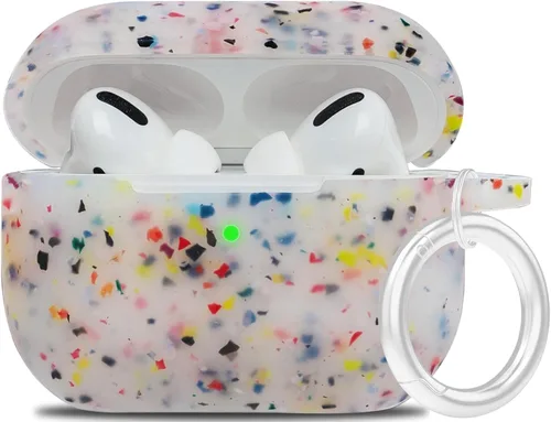 Vista 16 de LitoDream - Funda de silicona suave y flexible con llavero para Apple AirPods 2 y 1, para niñas (vaca; blanco con cactus)