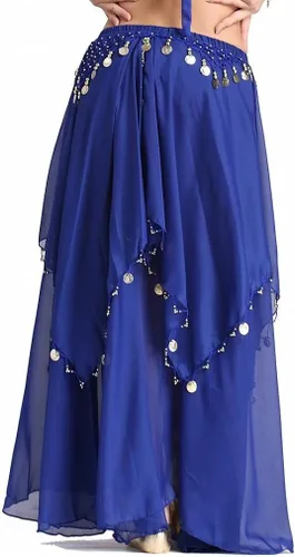 Vista 3 de ZLTdream, falda de chifón para danza del vientre para mujer con monedas.