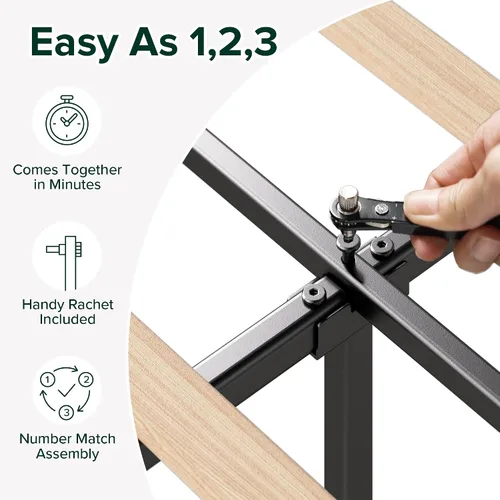Vista 6 de Zinus - Base de cama Maya tapizada tamaño Full con cabecero asimétrico, listones de madera duraderos, estructura resistente, sueño sin ruido,