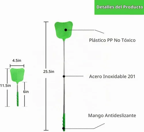 Vista 4 de Paquete de 3 matamoscas extensibles, matamoscas de plástico, matamoscas telescópico