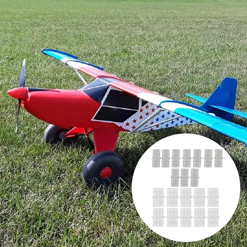 Vista 2 de 2 tamaños RC Airplane Nylon Bisagras Modelo Piezas de Repuesto Avión Ala Fija Juego de 20