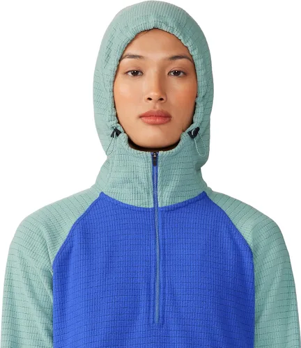 Vista 4 de Mountain Hardwear Summit Grid - Sudadera con capucha de media cremallera para mochileros, senderismo y campamento, ligera y aislada
