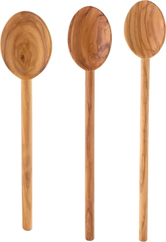 Vista 4 de Eddington's - Juego de cucharas de cocina de madera de olivo italiano, hechas a mano en Europa, juego de 2