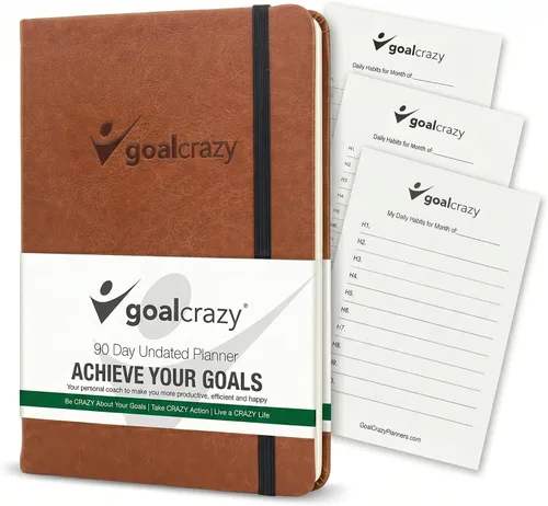 Vista 13 de Goal Crazy - Agenda sin fecha, diario guiado de 90 días, organización semanal, seguimiento de hábitos de productividad, de inspiración