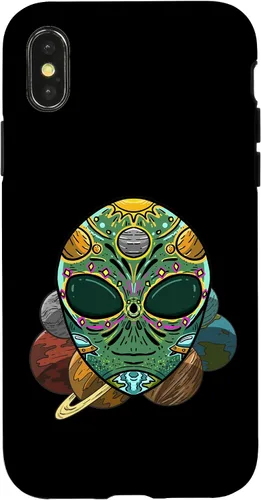 Vista 4 de Funda de regalo para iPhone 14 Alien Sugar Skull Galaxy Retro ET Dia De Los Muertos