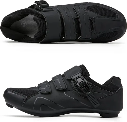 Vista 3 de Zapatos de ciclismo para hombre y mujer, compatibles con pedales de bicicleta de interior Peloton, zapatos de bicicleta de carretera preinstalados