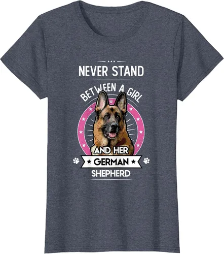 Vista 46 de Never Stand Between A Girl and Her German Shepherd T-Shirt Asphalt Grey