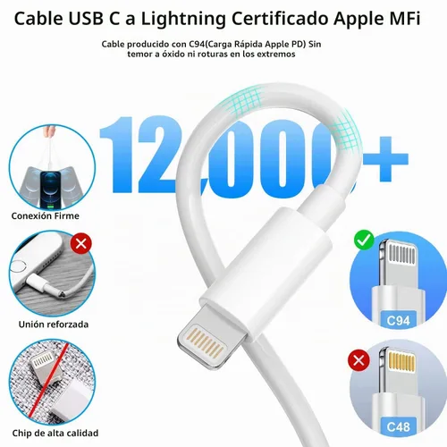 Vista 6 de Cargador rápido para iPhone [certificado Apple MFi], cargador de iPhone 2-Paquete de 2 unidades de 10 pies