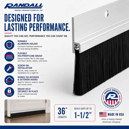 Vista 7 de Cepillo de aluminio para puerta inferior de puerta exterior, 36 pulgadas, barrido de puerta de metal para puertas interiores y exteriores, puertas