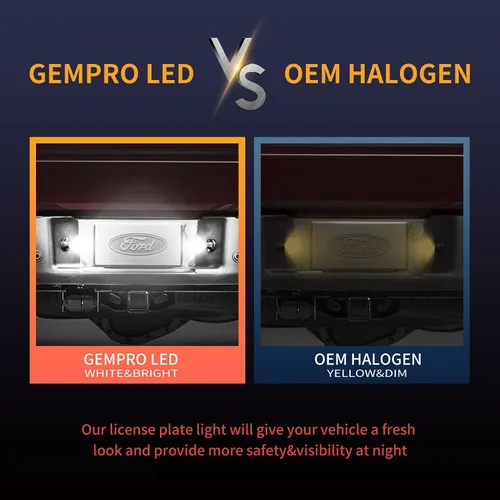 Vista 4 de Gempro Conjunto de luz de matrícula, reemplazo de lámpara LED para Ford F150 F250 F350 F450 F550 Superduty Bronco Excursion Ranger Expedition