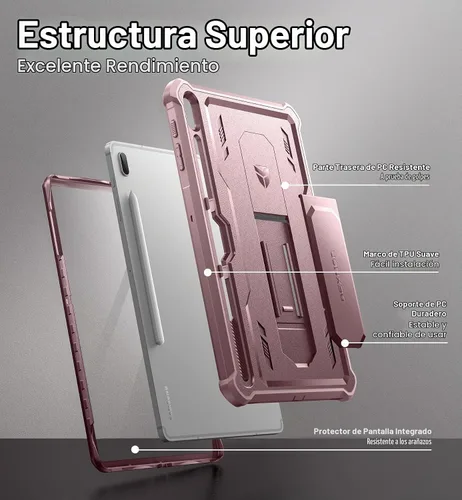 Vista 4 de Dexnor Funda para Samsung Galaxy Tab S7 FE de 12.4 pulgadas (2021), [protector de pantalla y soporte integrados] con soporte para bolígrafo