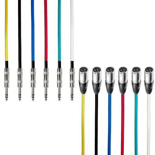 Vista 8 de AxcessAbles XLR hembra a 1/4" TRS - Paquete de cables de color para altavoz equilibrado de 2 pies Altavoces equilibrados, cables de serpiente