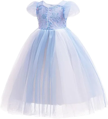 Vista 45 de Frozen - Vestido de princesa Elsa para niñas, disfraz de Halloween, Navidad, cumpleaños, fiesta, vestido de tul con accesorios