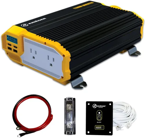 Vista 13 de K KRIËGER - Inversor de corriente de 400 vatios, 12V CC a 110V CA para vehículos, con 2 salidas, puertos USB, enchufe para encendedor de cigarrillos
