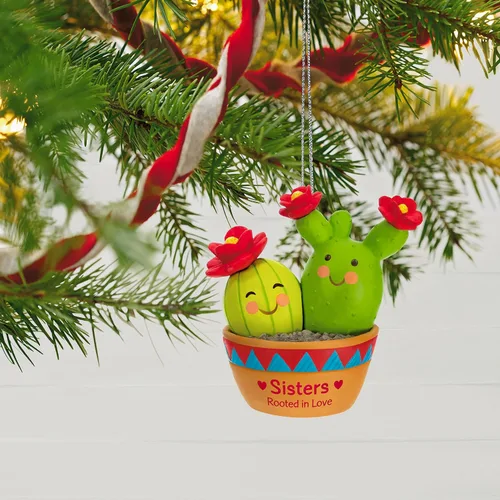 Vista 6 de Adorno de Navidad colgante Hallmark Keepsake 2023, arraigado en amor, regalo de cactus para hermana
