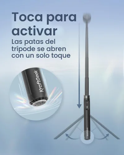 Vista 4 de KraftGeek - Trípode magnético para iPhone, montaje de doble cara para MagSafe 67" Auto-Open Selfie Stick Tripod, Hidden Clamp, Portable Phone