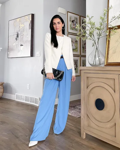 Vista 6 de GRAPENT - Pantalones de pierna ancha para mujer, pantalones de vestir holgados de tiro alto para oficina, trabajo, negocios o uso informal