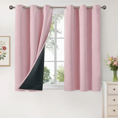 Vista 10 de YoungsTex - Cortinas 100% opacas para dormitorio, con aislamiento térmico y ojales, cortinas oscuras negras con capa pesada para ventana de sala