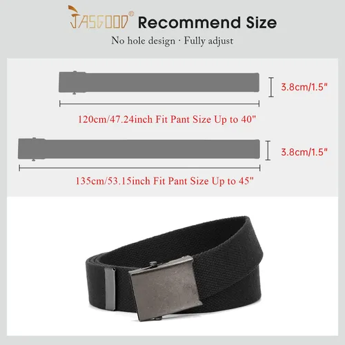 Vista 5 de JASGOOD 3 Pack Unisex-Adult Military Web Belt Canvas Web Belt for Men Adjustable Cloth Fabric Belt with Metal Buckle