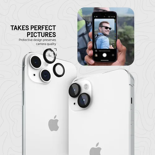 Vista 4 de Pelican - Protector de lente de cámara con anillos de aluminio para iPhone 15 / iPhone 15 Plus - Vidrio templado 9H - Resistente a los arañazos