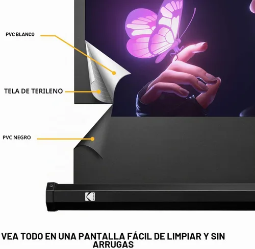 Vista 2 de Kodak Pantalla de proyector de 100 pulgadas, soporte para trípode, 16:9, bolsa de transporte