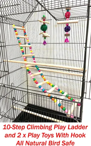 Vista 3 de Jaula portátil para pájaros de vuelo mediano colgante de 37 pulgadas para cacatúa, sol, quáquero, periquero, mejilla verde, loro, pinzón, canario