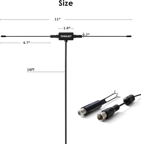 Vista 4 de Antena dipolo universal de radio FM 75 ohmios para receptor estéreo