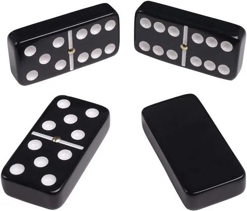 Vista 5 de Silverman & Co. Juego de dominó negro doble 6 grande - Estuche naranja