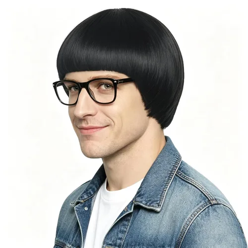 Vista 12 de yuehong Peluca corta de jengibre con corte de tazón de jengibre para hombre Corte de jengibre