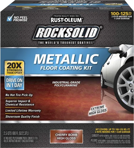 Vista 15 de Kit de piso para cochera de aspecto metálico de bala de plata Rust-Oleum RockSolid., Paquete de 1