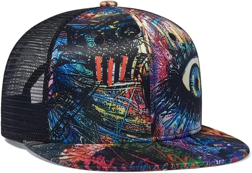 Vista 3 de Venta al por Mayor Llanura en Blanco Ala Plana Ajustable El Snapback Gorras de béisbol Malla Barata Camo Graffiti Flat Bill Hat