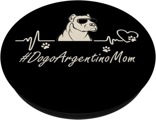 Vista 2 de Dogo Argentino Mom Heartbeat With Dog Cool For Mothers Day PopSockets Swappable PopGrip