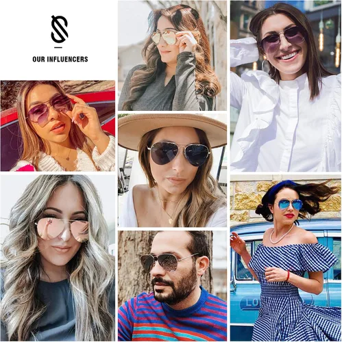 Vista 3 de SOJOS Gafas de sol para hombre y mujer marco de metal clásico sin borde SJ1106