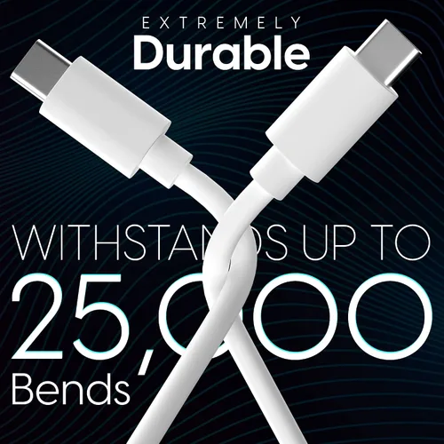 Vista 3 de TalkWorks Cable USB C a USB C de 10 pies, cargador de teléfono Android, resistente, PD tipo C, cable de entrega de energía de carga rápida