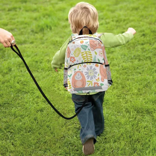 Vista 7 de beeplus Mochila de hipocampo azul para preescolar con correa de seguridad, correa para el pecho, bolsa escolar para niños y niñas, blanco3, Mochilas