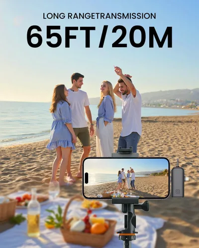 Vista 6 de Micrófono Lavalier inalámbrico 3 en 1 para iPhone: micrófono de solapa Bluetooth para iPad Android Phone Camera Pc - Micrófonos de clip pequeño