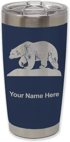 Vista 21 de LaserGram Vaso aislado al vacío de 20 onzas, oso polar, grabado personalizado incluido (negro)