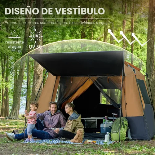 Vista 4 de EVER ADVANCED Tienda de campaña con diseño blackout para 10 personas, tienda de múltiples habitaciones para la familia, tiendas grandes con Naranja