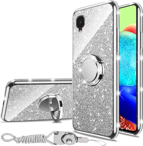 Vista 39 de nancheng Funda de teléfono para TCL A3X (A600DL), funda para Alcatel TCL A3X niñas y mujeres, bonita funda de silicona transparente con purpurina