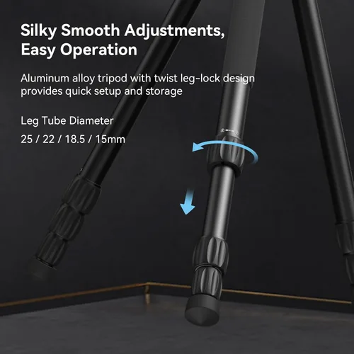 Vista 5 de SmallRig CT195 Kit de trípode de video, trípode de cámara de 73 pulgadas con cabezal fluido de inclinación panorámica para disparo