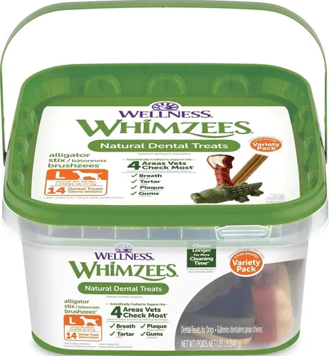 Vista 14 de WHIMZEES Wellness Value Box - Golosinas dentales para perros, masticables naturales, tamaño pequeño, (89 unidades)