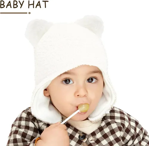 Vista 6 de Gorro de invierno para bebé con orejeras, unisex, gorro de nieve para bebés, gorro de forro polar cálido para niños de 0 a 36 meses