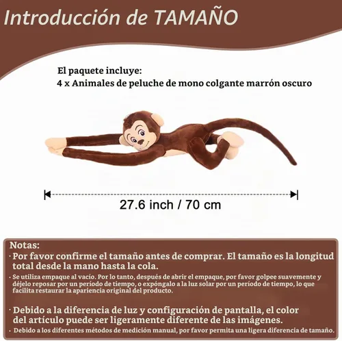 Vista 2 de zhidiloveyou 4 piezas de peluche de mono colgante de peluche lindo marrón